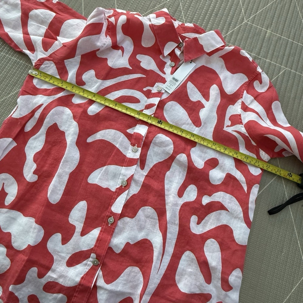 NEW Chicos No Iron Linen Reef 3/4 Sleeve Button Up Sz 2 US 12 Watermelon Punch - Picture 8 of 9
